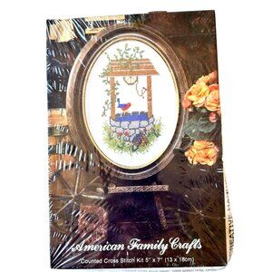 American Family Crafts Counted Cross Stitch Kit 5706 Wishing Well 5 x 7  Frame